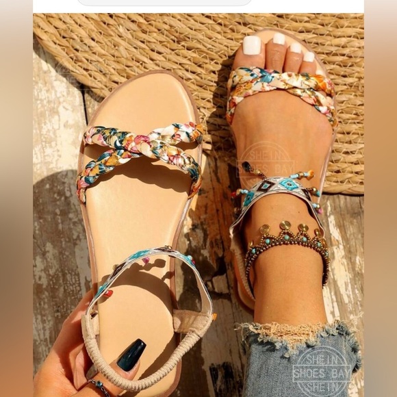 Colorful Beaded Women's Sandals - Picture 2 of 8